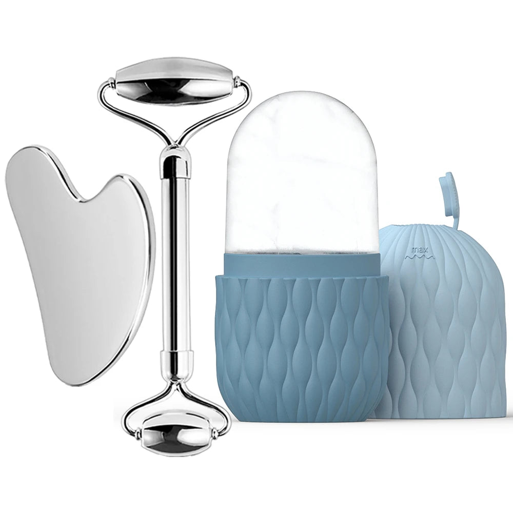 Lot 1/2/3 pièces – Set de Soin Visage Ice Face Roller & Gua Sha Tool – DUTRIEUX