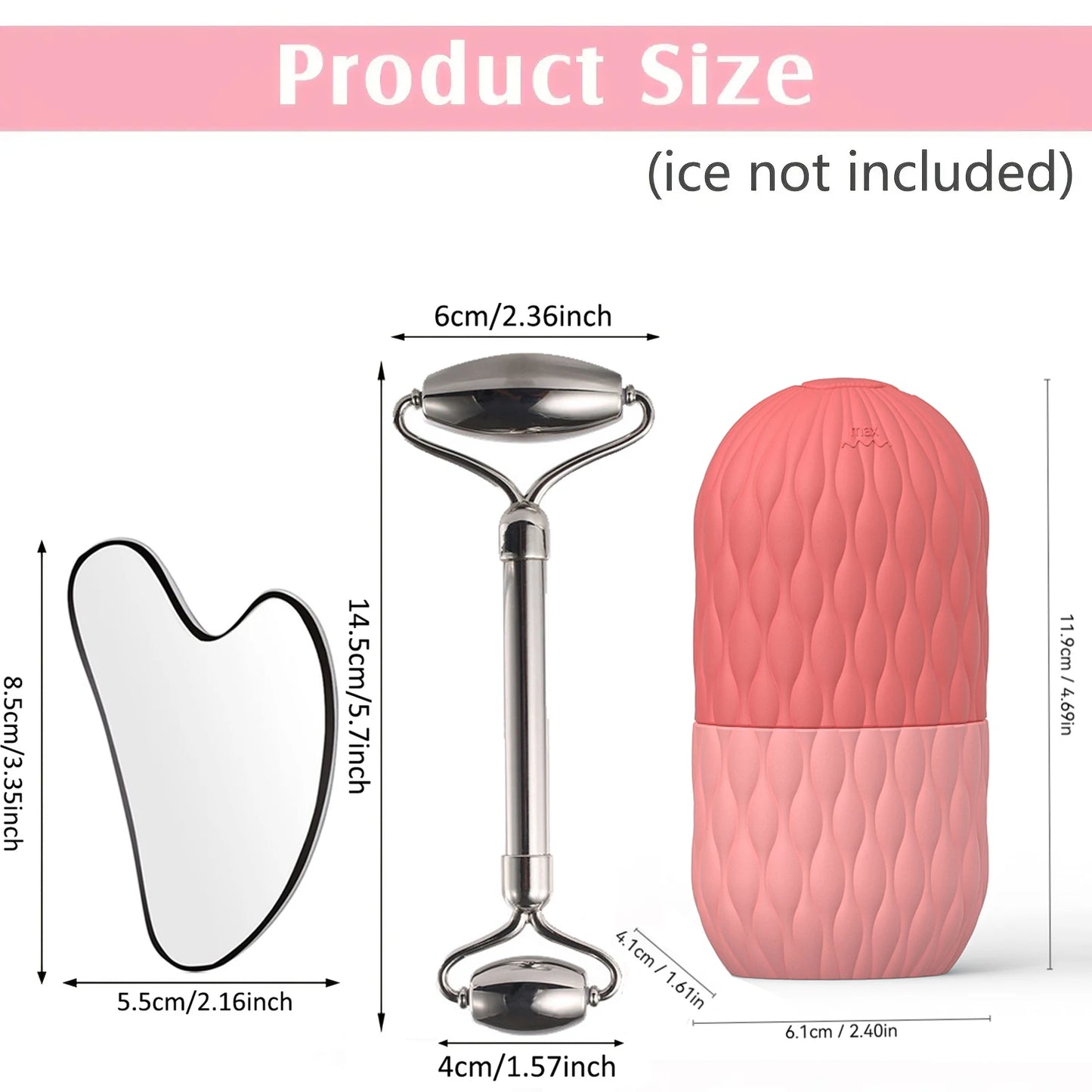 Lot 1/2/3 pièces – Set de Soin Visage Ice Face Roller & Gua Sha Tool – DUTRIEUX