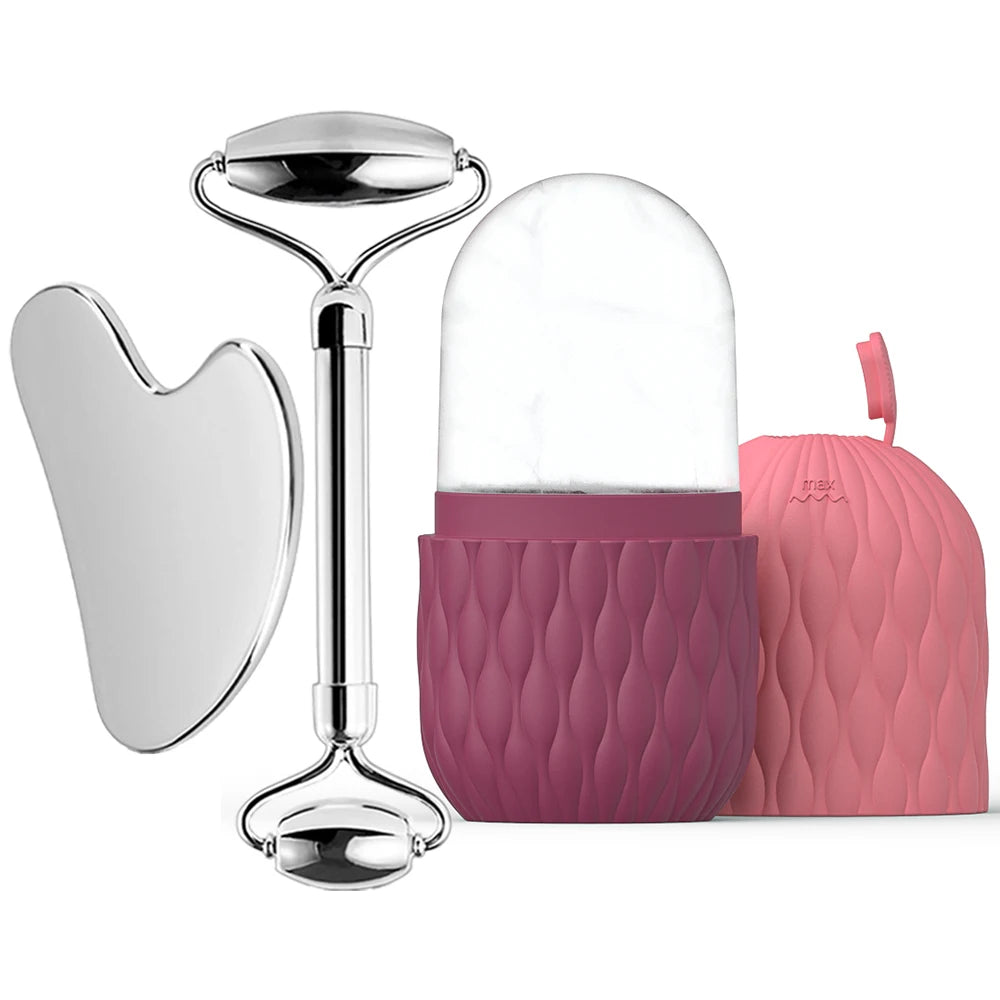 Lot 1/2/3 pièces – Set de Soin Visage Ice Face Roller & Gua Sha Tool – DUTRIEUX